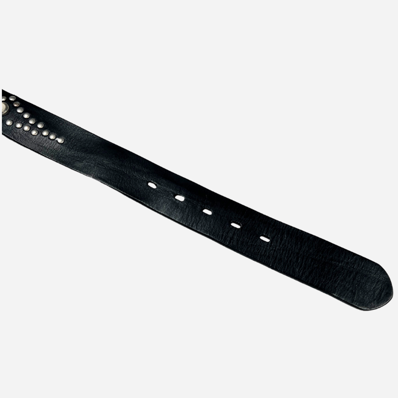 Cintura Artigianale in Pelle Nera con Borchie
