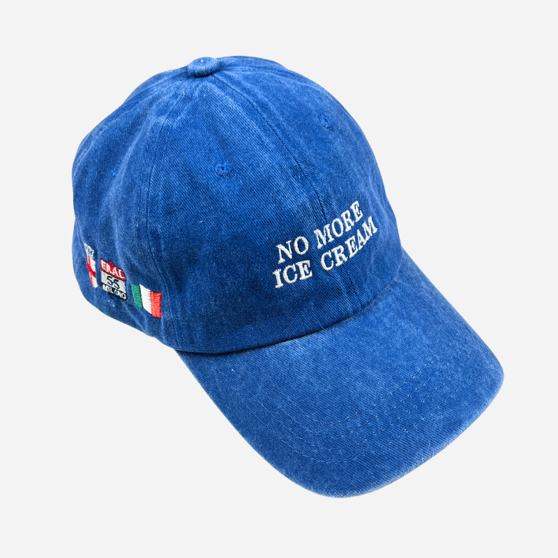 Cappello Da Baseball Blu Vintage Wash "No more ice cream"