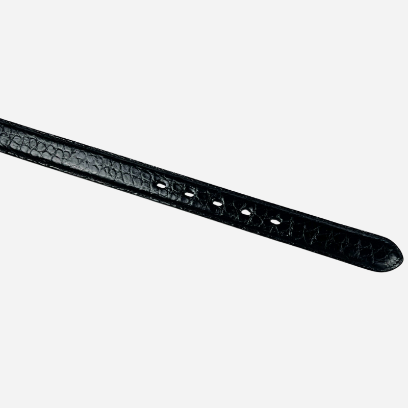 Cintura Artigianale in Pelle di Coccodrillo Nero