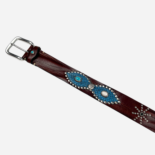 Cintura in Cuoio e Lucertola con Borchie
