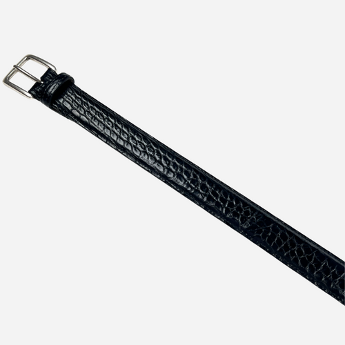 Cintura Artigianale in Pelle di Coccodrillo Nero