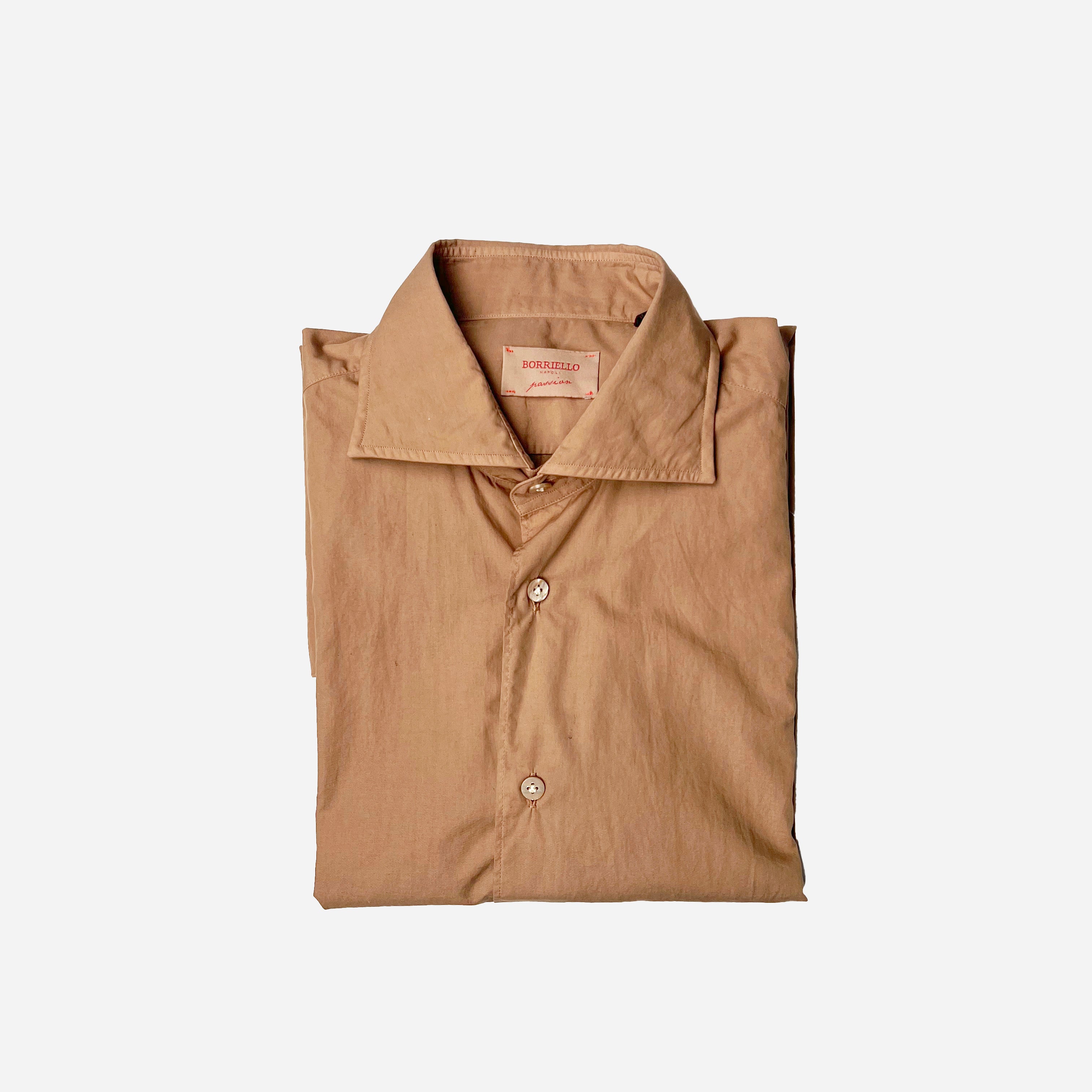 CAMICIA WASHED COTTON LIGHT BROWN