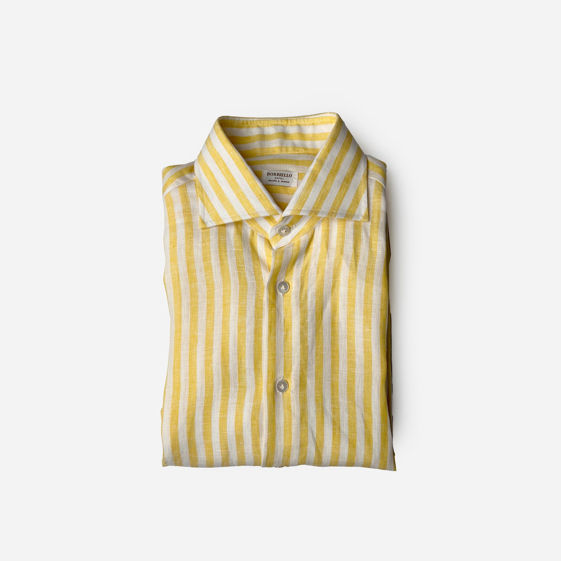 CAMICIA RIGATA 100% LINO YELLOW