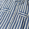 TWO POCKETS STRIPED SHIRT 100% BLUE LINEN 