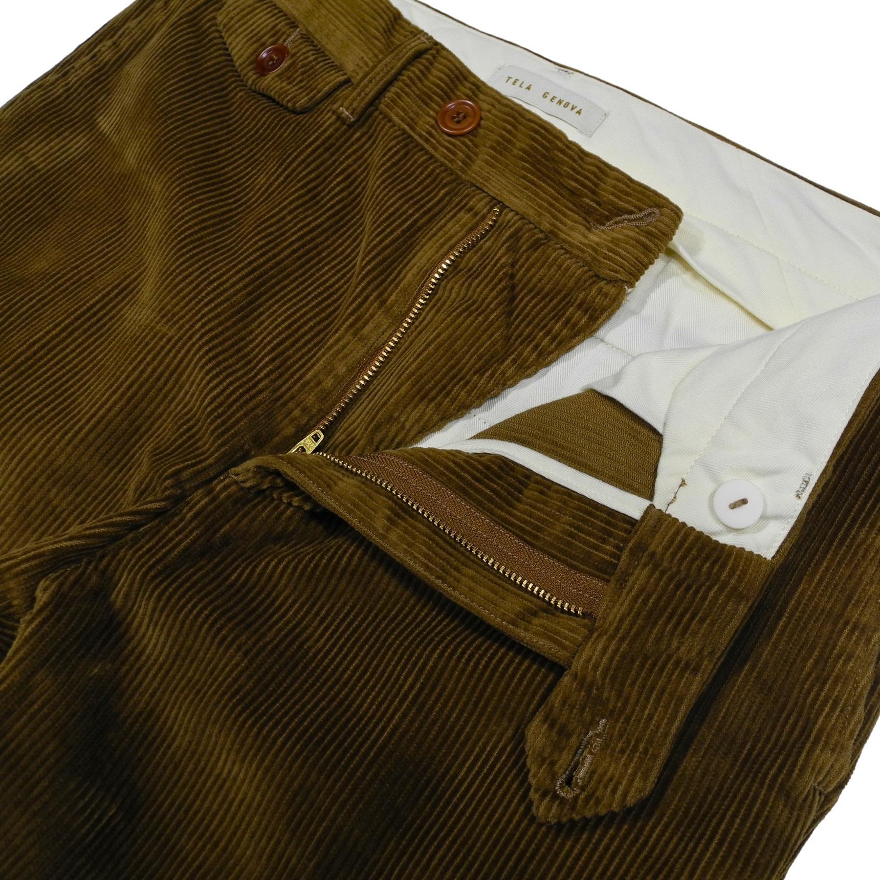 Ribbed trousers in Camel Genova canvas velvet