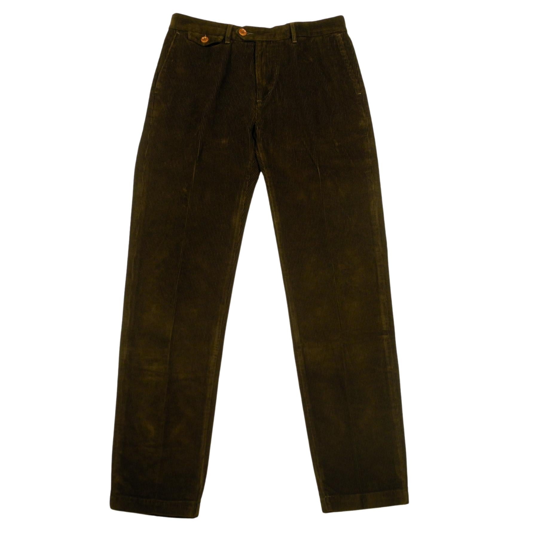 Ribbed trousers in Brown Genoa canvas velvet