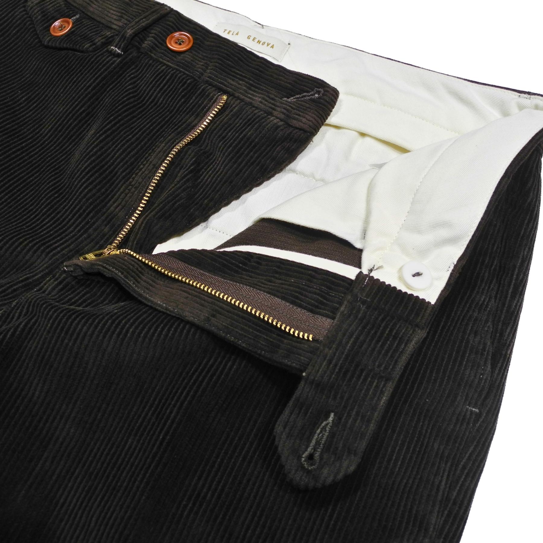 Ribbed trousers in Brown Genoa canvas velvet